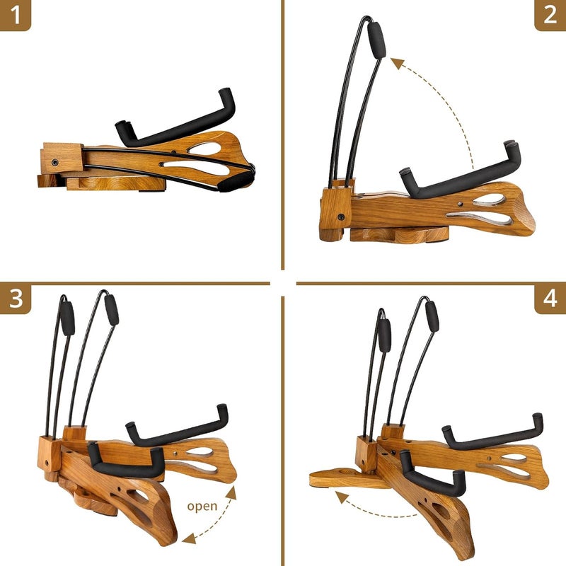 DIDA Guitar Stand, Guitar Stand for Acoustic Guitar, Foldable Wooden Guitar Floor Stand with Non-slip Rubber and Soft Foam, Portable Musical Instrument Holder (Zebrawood) - Image 5